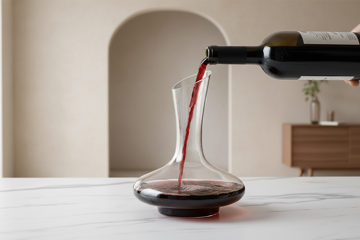 Minimalist Marble Pour into Decanter